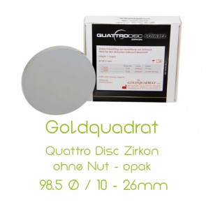 Goldquadrat Quattro Disc Zirkon ohne Nut - opak
